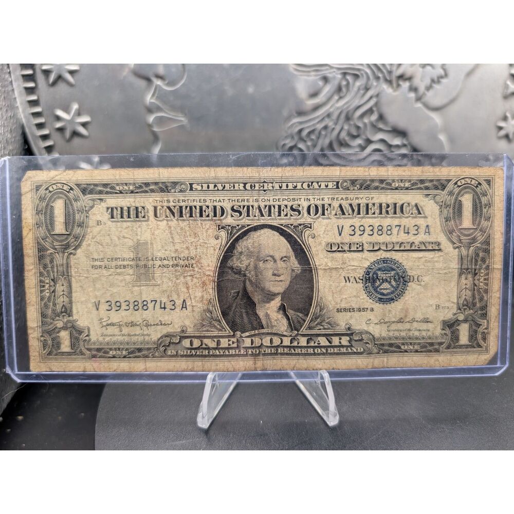 1957B $1 Silver Certificate • Blue Seal • V39388743A • Clean Circulated